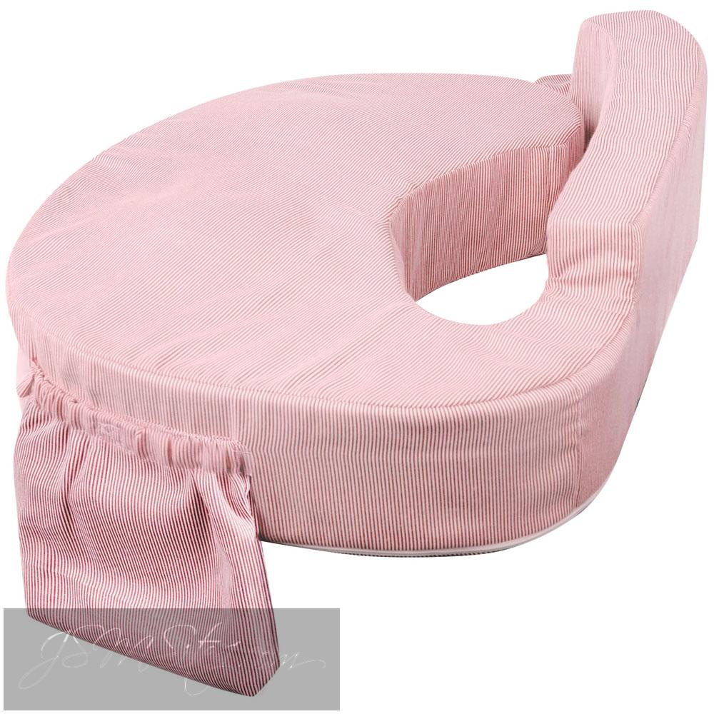 Baby Breast Feeding Support Memory Foam Pillow w/ Zip Cover Pink Stripes
